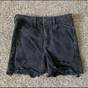 American Eagle Black Distressed Denim Shorts
